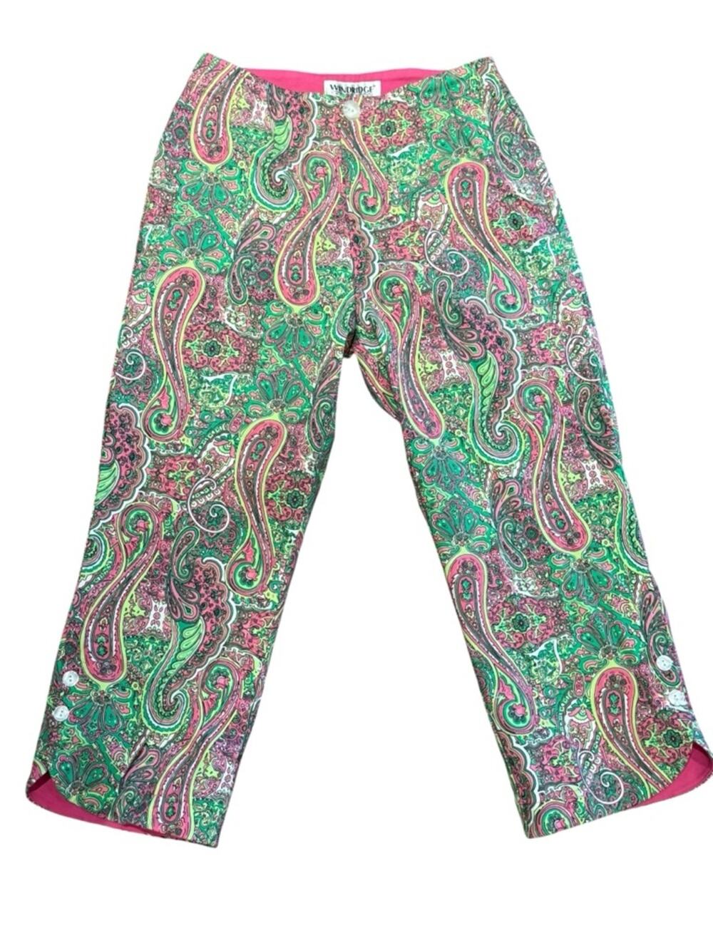 Windridge Cheryl Nash Women’s Medium (27 x 22) Paisley Pink & Green Capri Pants